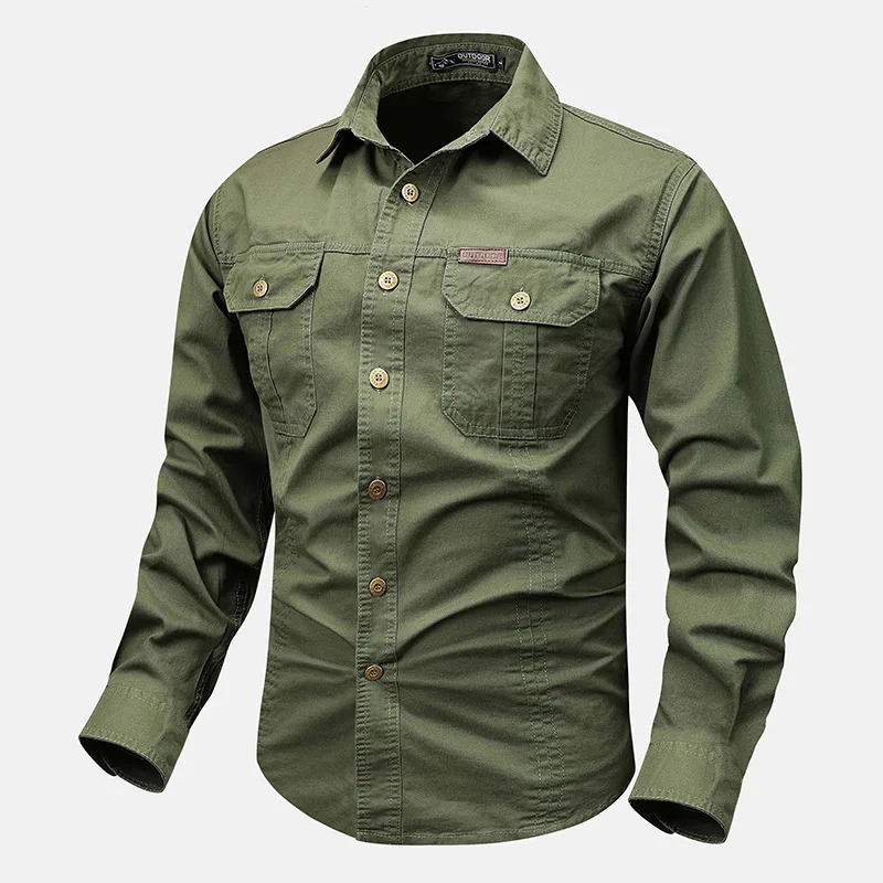 2025 Outdoor Activity Mens Tactical Sports Top Mens Fashion Wear Resistant Long Sleeved Mens Casual Versatile Shirt 250224