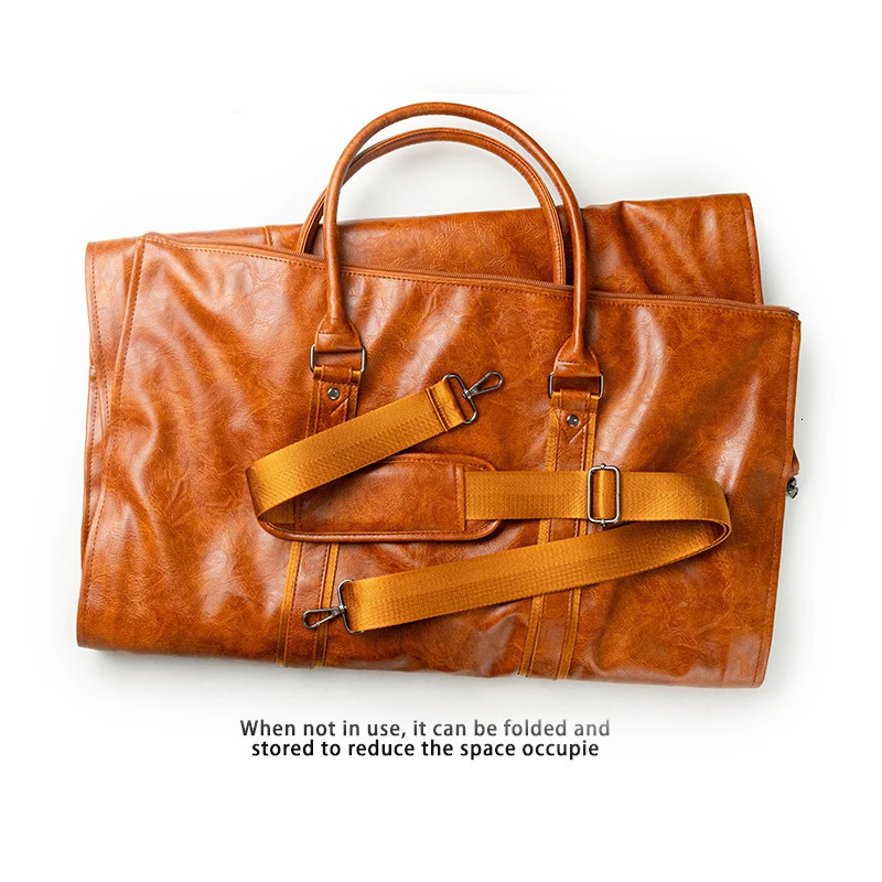 Ship from US Outdoor PU Leather Luggage Travel Bag Business Suit Men Duffel Travelling 250227FBB