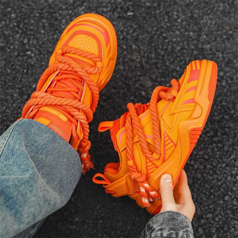 Designer Mens Fashion Breathable Sneakers Orange Platform Running Non Slip Tennis Shoe NEW Top Outdoor Lace-Up Casual Shoes Z250224