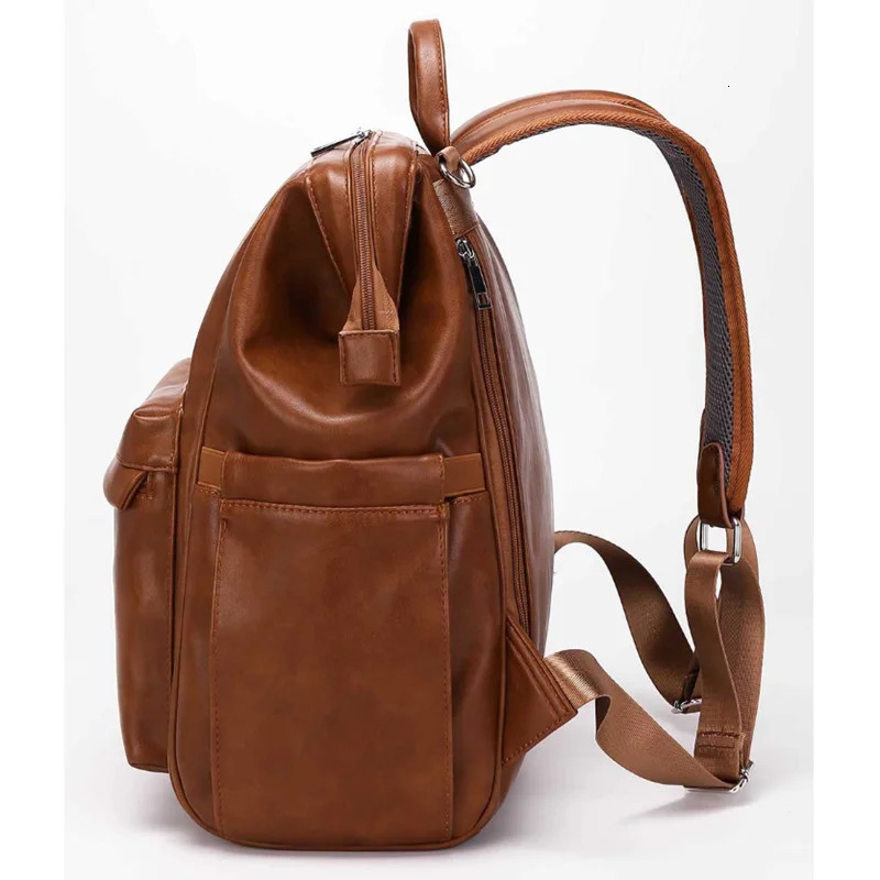 PU Leather Diaper Bag Backpack Waterproof Maternity Bag for Stroller Baby Mummy Bags PU Nappy Bag Large Capacity Bottle bag 250227