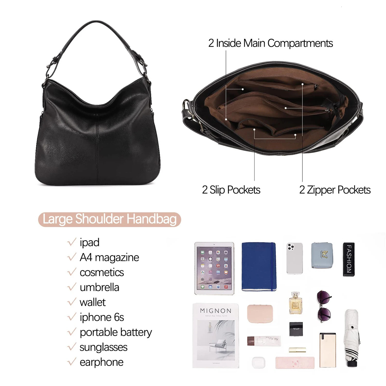 Ship from US KL928 womens large wallet PU leather shoulder bag cross body homeless handbag adjustable strap 250227FBB