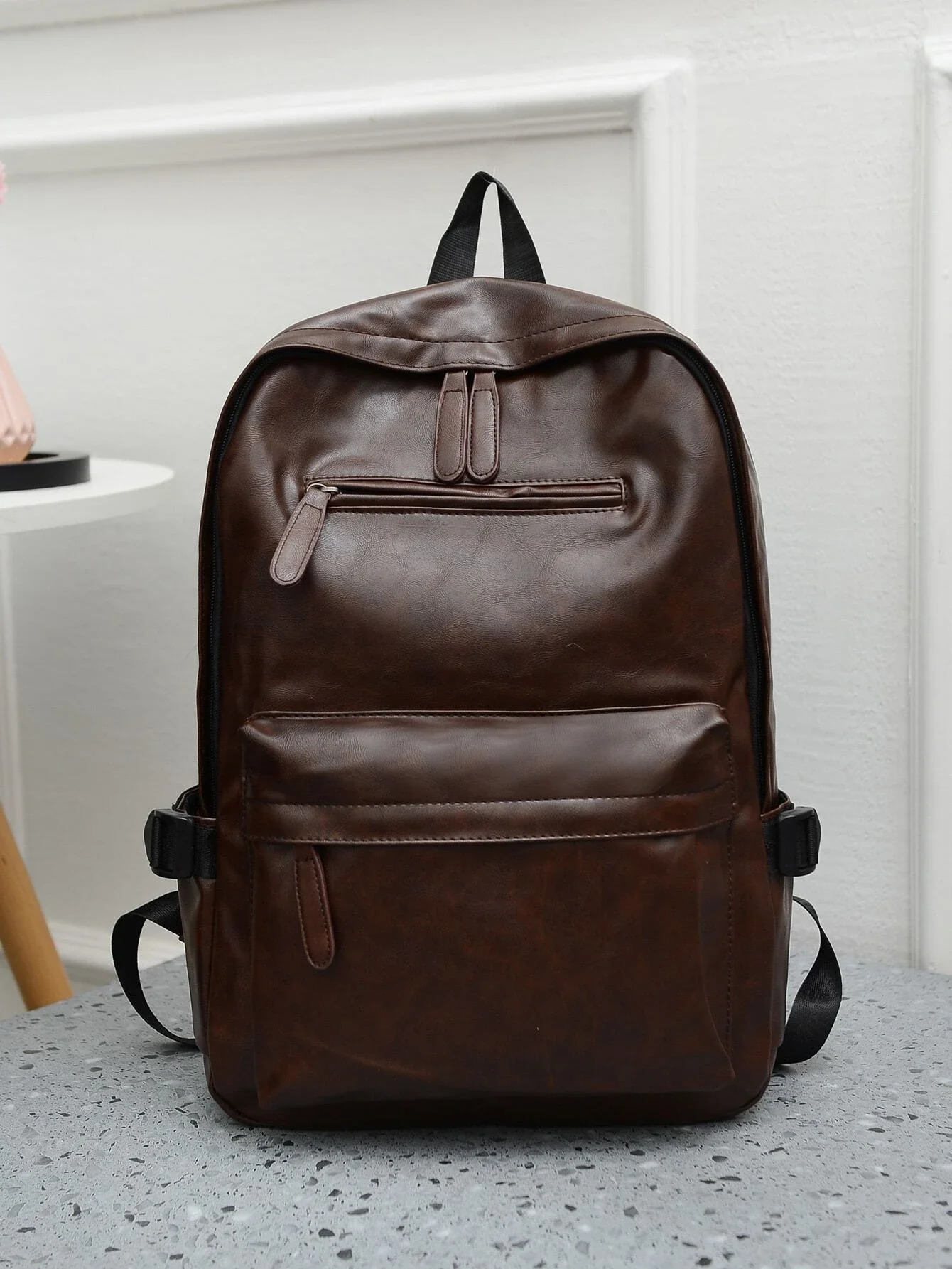 Ship from US 15 inch foldable mens minimalist large capacity backpack school travel bag university leather retro vacation sports 250227FBB
