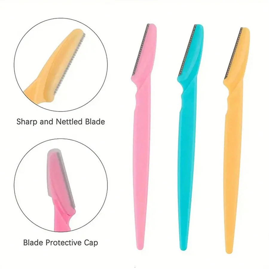 50Pcs/Bottle Eyebrow Razors With Container Eye Brow Trimmer In Case Hair Removal Shaver Safe Blades Trimming Tools 250224