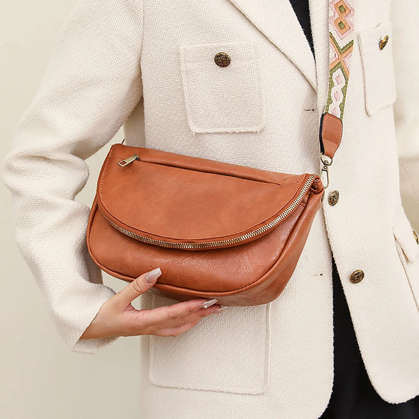 Ship from US Women Retro Shoulder Bag Fashion Casual Pu Leather Underarm Flap Crossbody Handbags Chic Ladies Street Bags 250227FBB