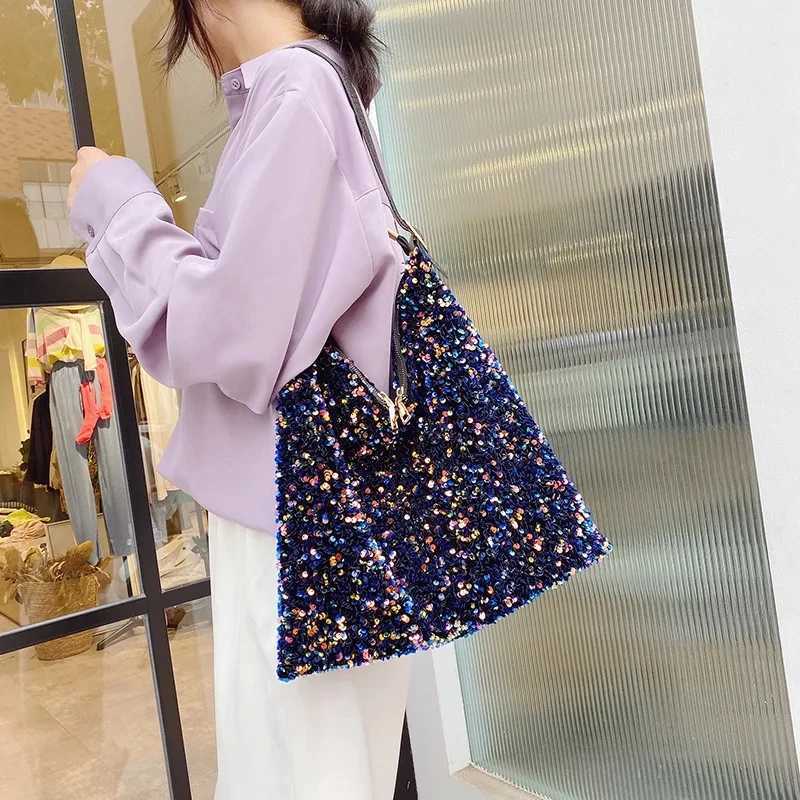 Luxury sequined womens shoulder bag designer handbag wallet Fi shiny large capacity homeless bag womens travel shopping handbagXJ250227
