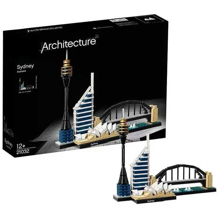 21032 Architecture Paris Dubai London Sydney Chicago Shanghai Block Set B Classic City Model Childrens Toy Gift Y250227