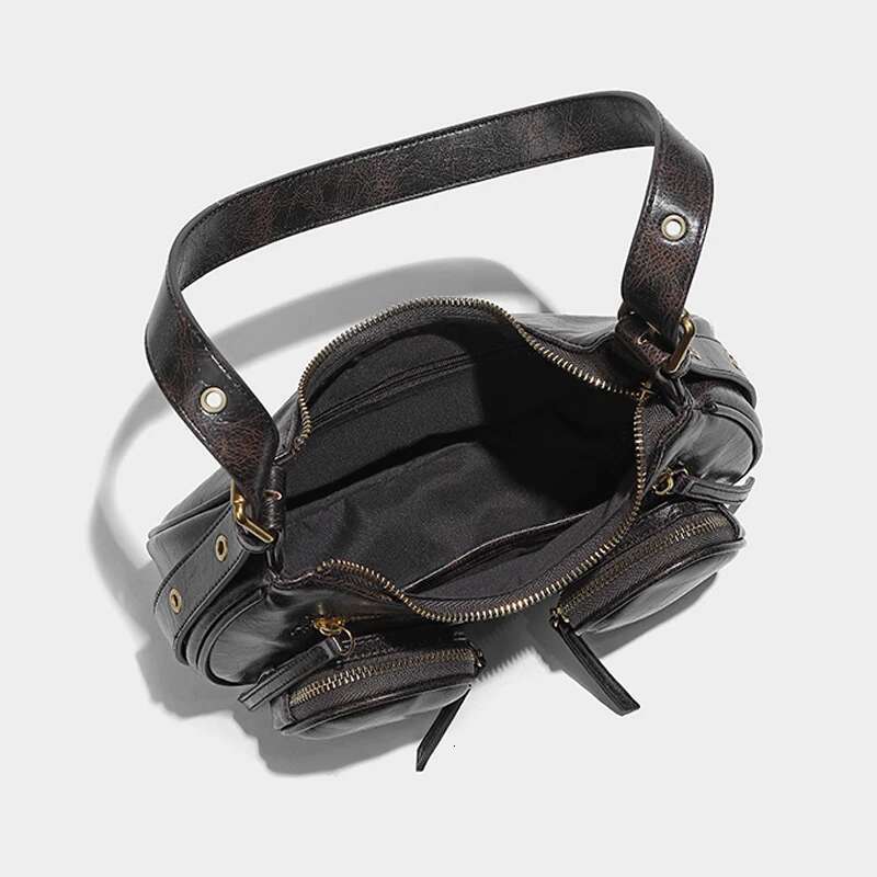 Vintage Double Pockets Underarm Bags For Women Designer Handbags And Purses 2025 New In Moto & Biker Shoulder Crossbody