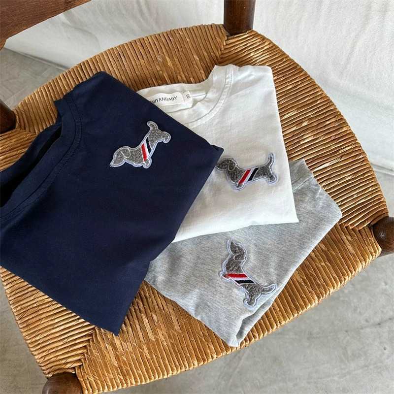 T-shirts Pure cotton childrens T-shirt summer thin baby clothes boys short sleeved top girls cartoon embroidery summer outfitY250227R5X1