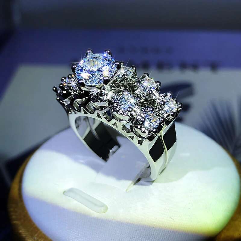 High-End Sparkg Zircon Ring Sterg Sier Suitable For Couples tail Parties Birthday Jewelry