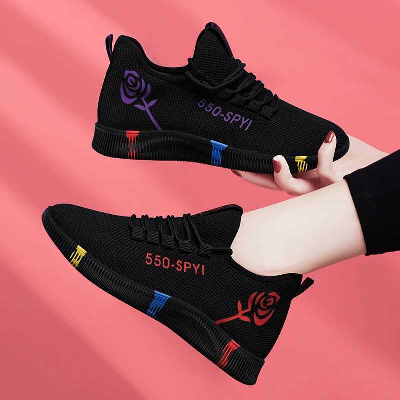 2023 Hot Sale Running Shoes Women Sport Shoes Outdoor Lace-up Platform Sneakers Air Mesh Breathable Walking Jogging Gym Trainers Z250227