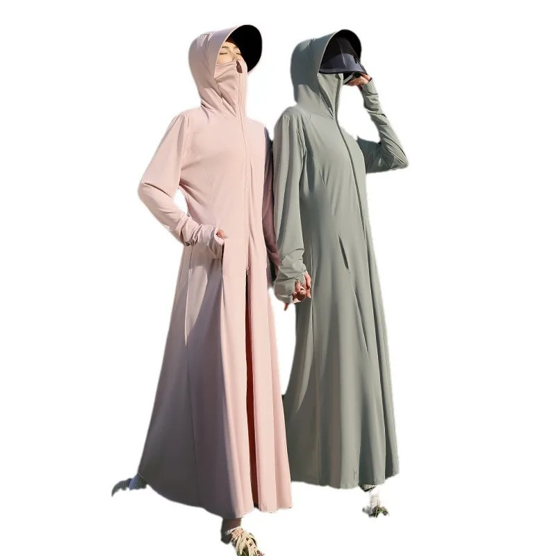 Summer Thin Sunblock Ice Silk Women Breathable UV Protection Hooded Loose Coat Outdoor Sunprotective Clothing Skin 250227