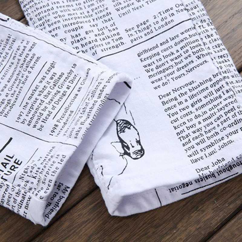 Straight Fashion White New Style Denim Jeans Long Thin Trousers Mens Pants Newspaper Printing Four Seasons Plus Size 40 42 X250227