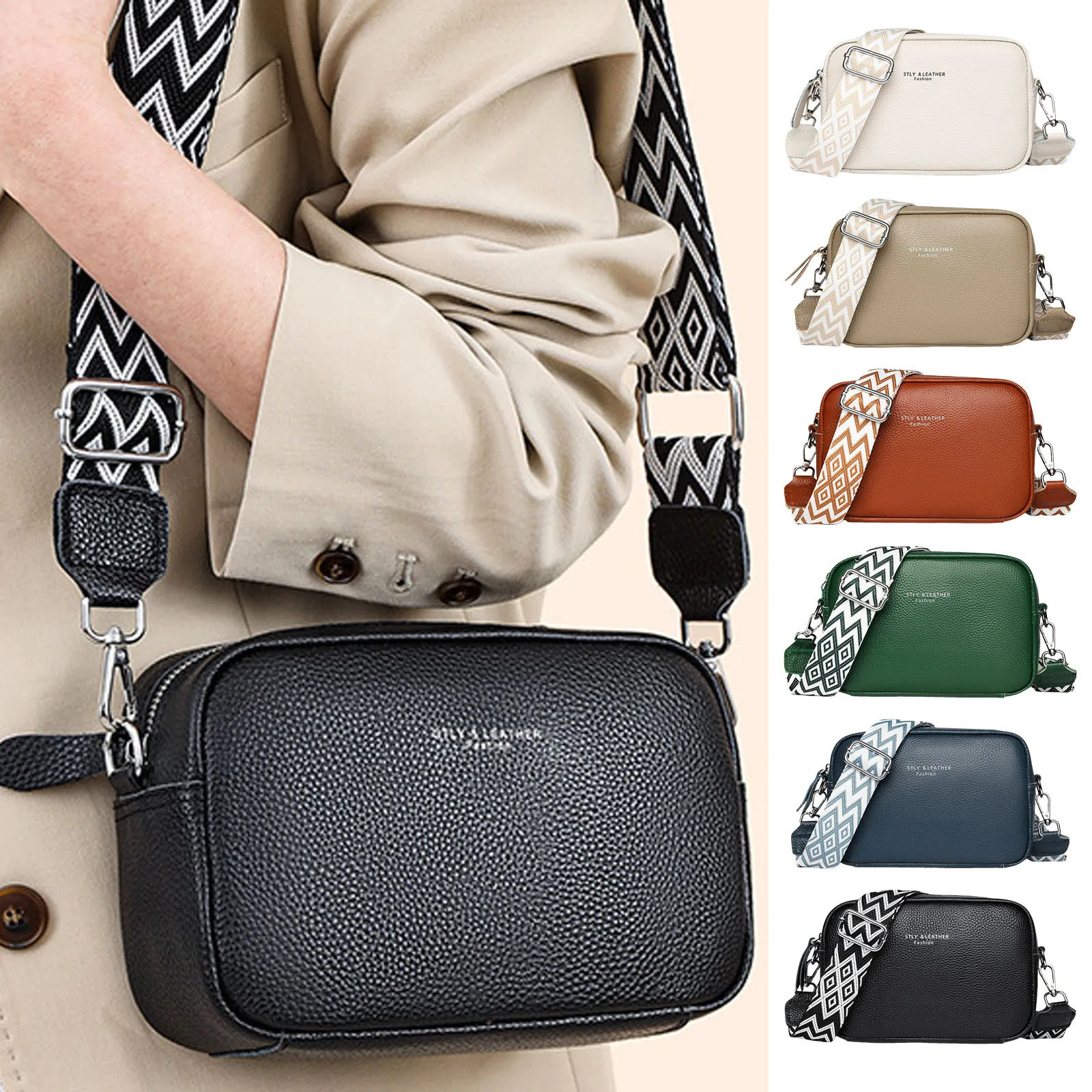 Ship from U.S. Bags For Women Leather Shoulder Bag For Men Small Square Bag Soft Crossbody Leather Bag Spring Model Female Shoulder Bag Bags 250227FBB