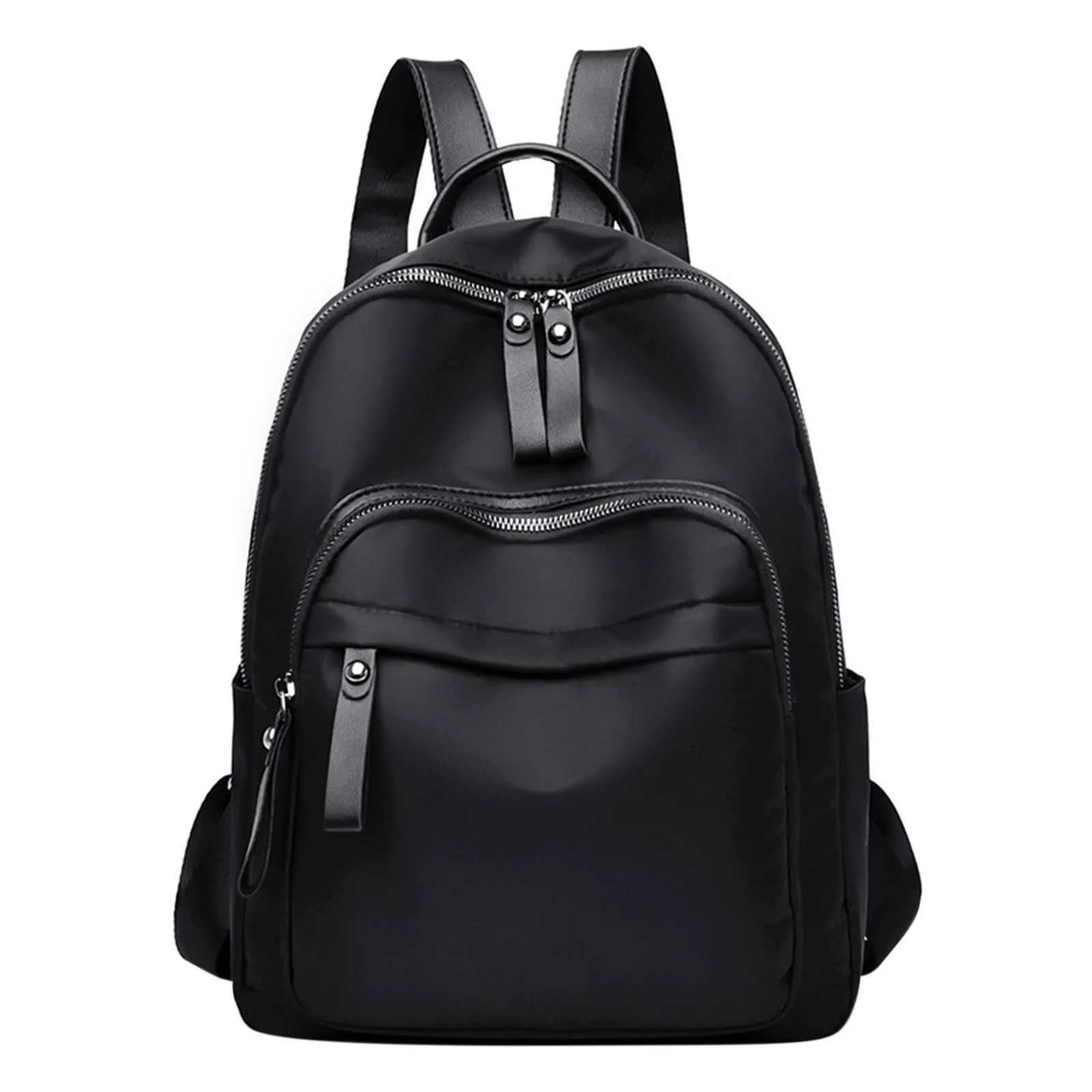 Ship from US Womens Fashion Solid Color Fabric Large Capacity School Bag Adjustable Shoulder Strap Double Mochila 250227FBB