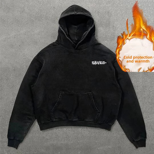 2024 autumn and winter cashmere thick washed hoodie Jesus Save Lives Print Graphic Acid Washed Oversized Hoodie streetwear 250225