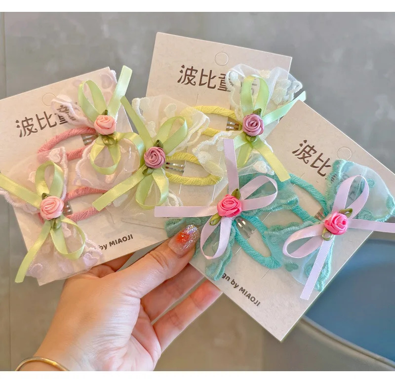 Free delivery of 30 pairs of childrens hair clips mesh bows hair accessories girls side bangs clips 250227