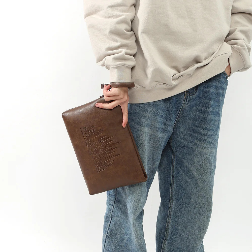 Ship from US Soft PU Leather Clutch Bag Male Card Wallets Elegant Leisure Stylish Men Pouch Fashion Business Style Mens Handbag 250228FBB