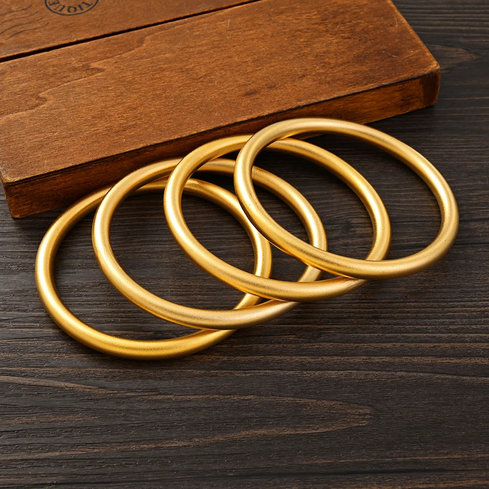 65mm Gold Color Bangle Bracelet Africa Arab Assemble Wholesale Fashion Abrasive Blasting Woman Men Nicely Jewelry Gift 250227