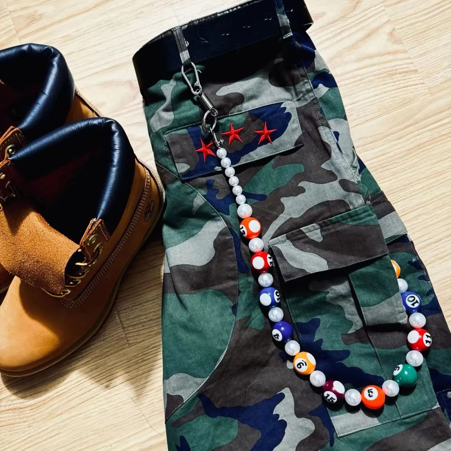 Purely Handmade Hip-Hop Punk Style Trouser Chain Exaggerated Large Billiards Fashion Element Accessories 250225