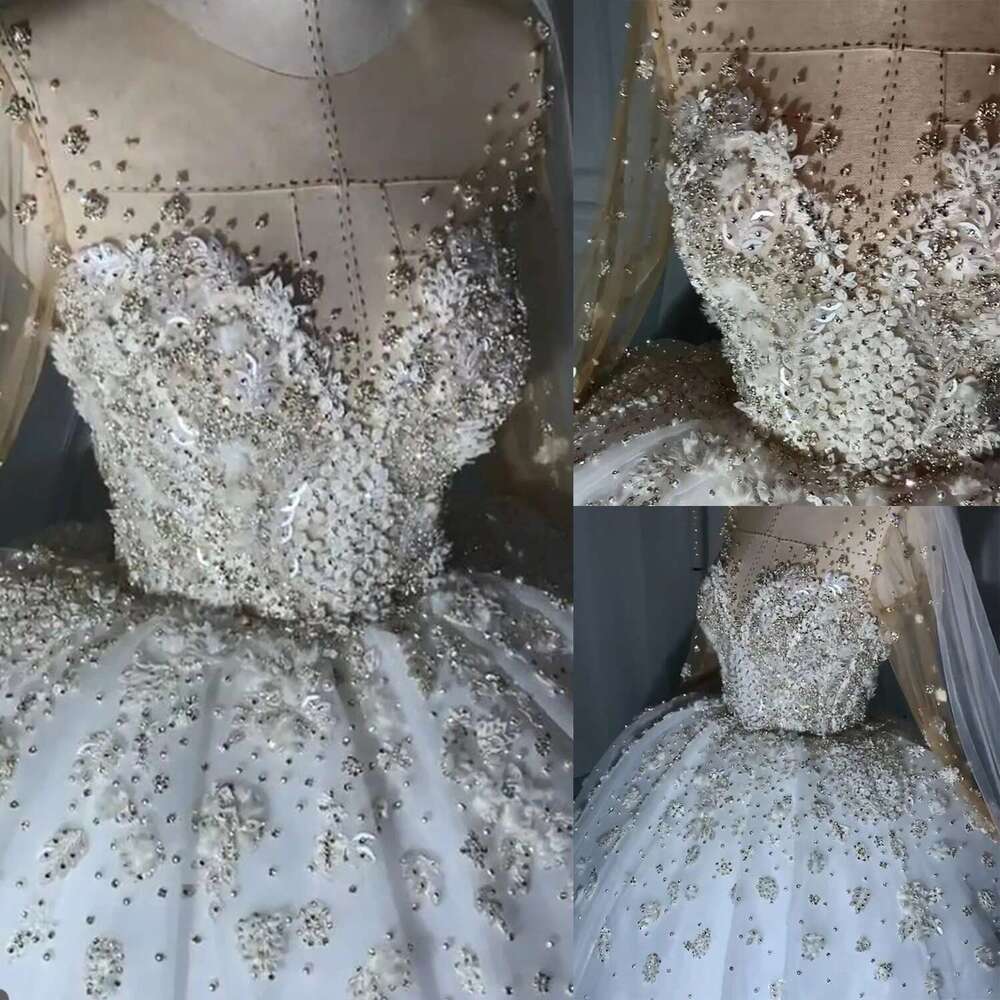 Brilliant Ball Gown with 3D Appliques, Bright Sequins, Bridal Beads, Backless, Custom Wedding Dress
