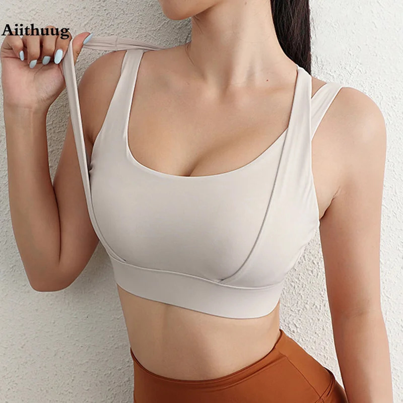 Aiithuug Sports Bras for Yoga Gym Workout Crop Top Fitness Tops Bounce Control Jogging Bras Push Up Running Top Active Wear 250226