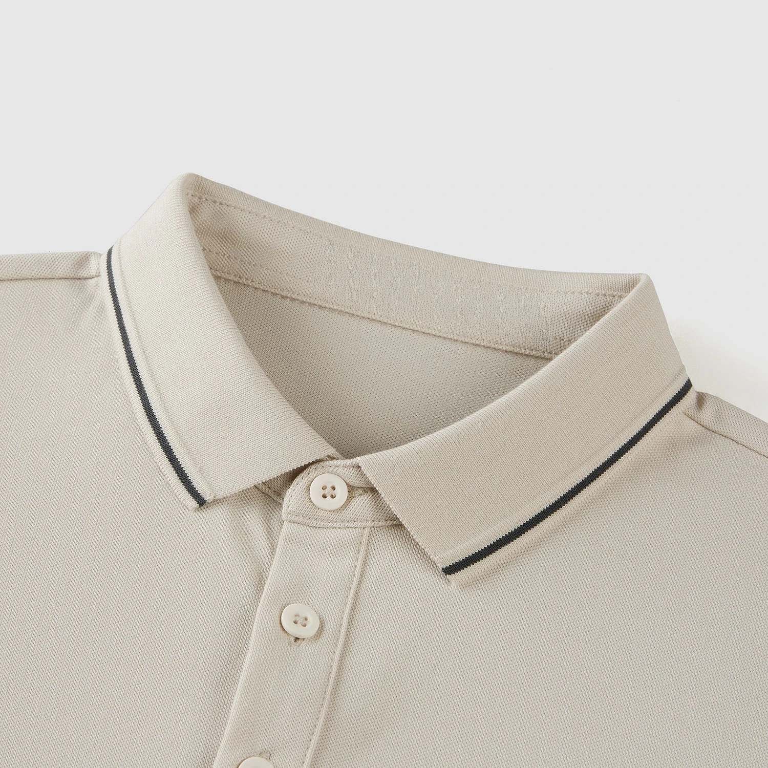 VPG Mens Cream Polo Shirt Short Sleeve Collared with Navy Blue Trim Casual Style 250227