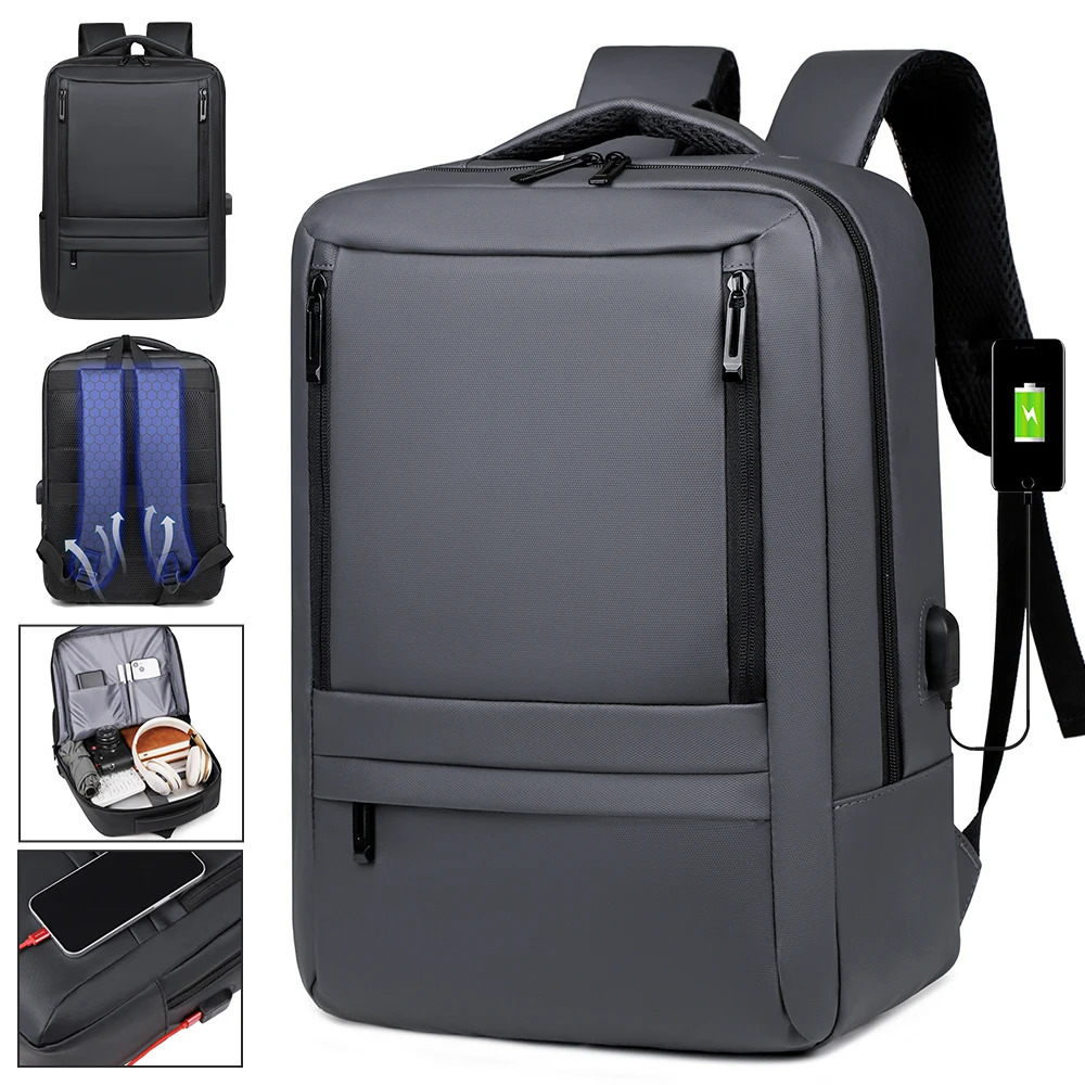 Ship from US Backpack for Men Women Business Slim with USB Charger Computer Lightweight Antitheft Travel Backpacks 250227FBB