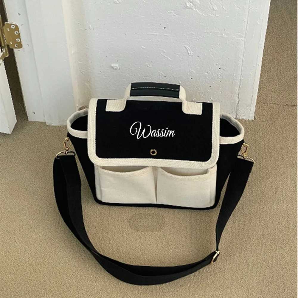 Diaper Bags Personalized Mommy Bag Large Capacity Handbags Custom Women Shoulder Crossbody Bags Fashion Canvas Casual Totes Messenger Bag Y250227PM1M