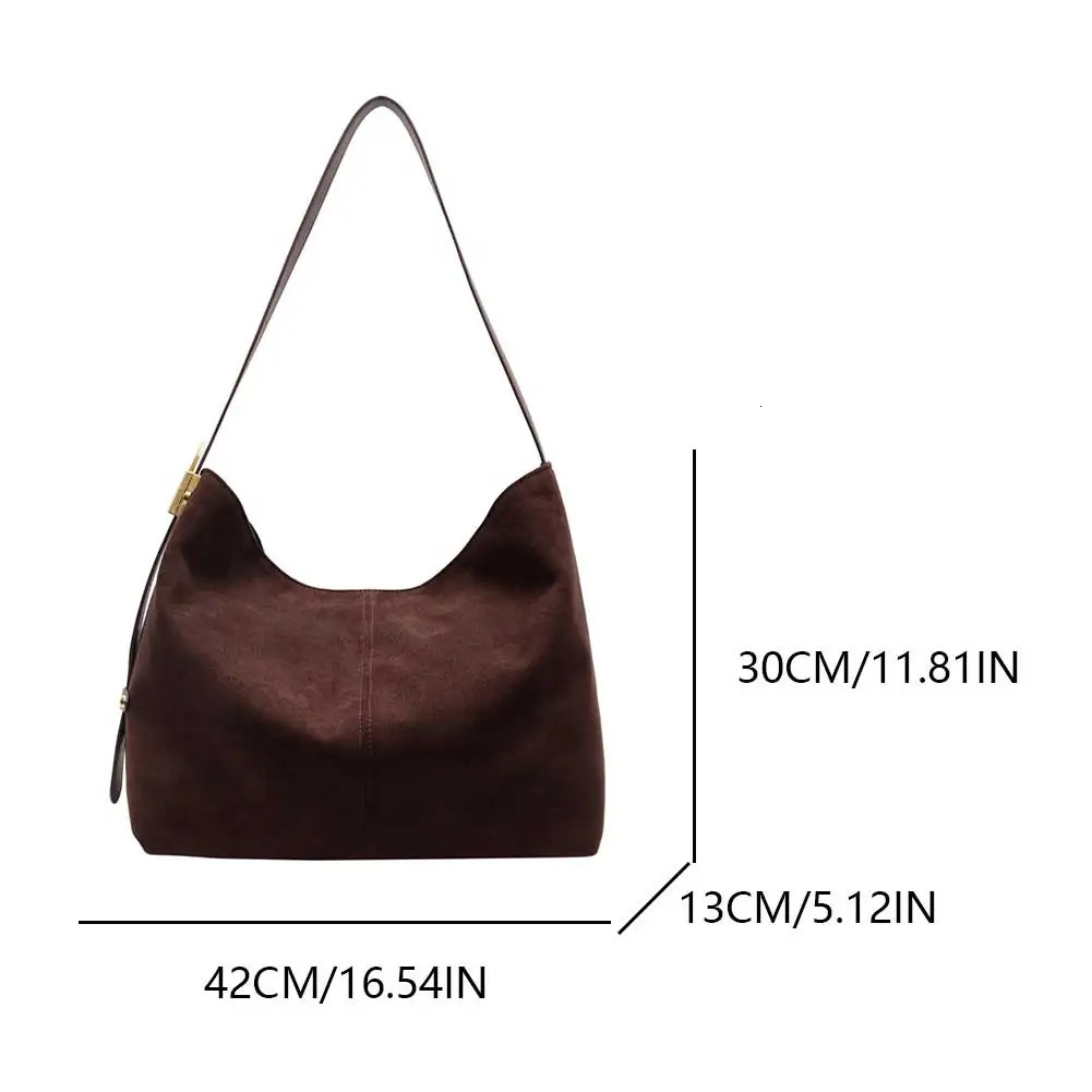 Ship from US Women Vintage Shoulder Bag Large Capacity Suede Retro Tote Handbag Adjustable Strap Casual Satchel Female Commute 250227FBB
