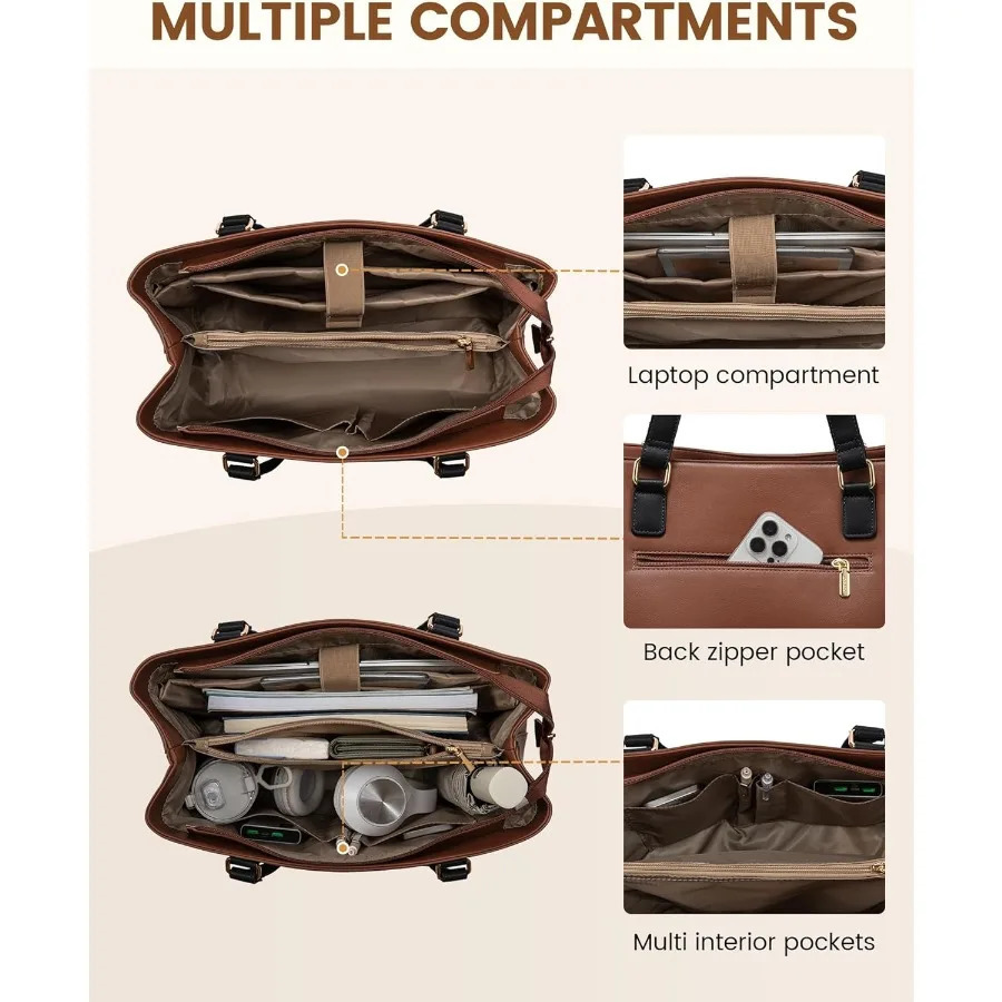 Ship from US LOVEVOOK Laptop Tote Bag for Women 156 Inch Work Leather Purse with Clutch Large Computer Briefcase Office 250227FBB
