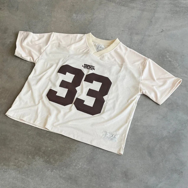 Y2K Retro Graphic Mesh Quick Dry T Shirt Men Women Streetwear High Street Casual Sportswear Unisex Football Training Wear 250225