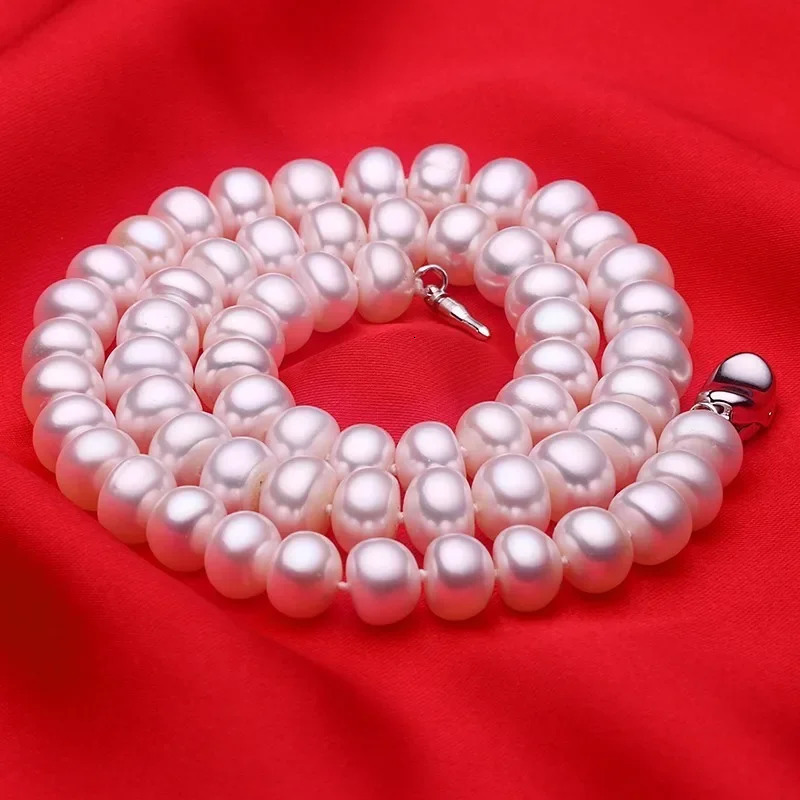 Dainashi Top Quality AAAA High Luster 6-11mm Natural Freshwater Pearl Necklace For Women Wedding Gift 45cm 925 Silver Clasp 250222