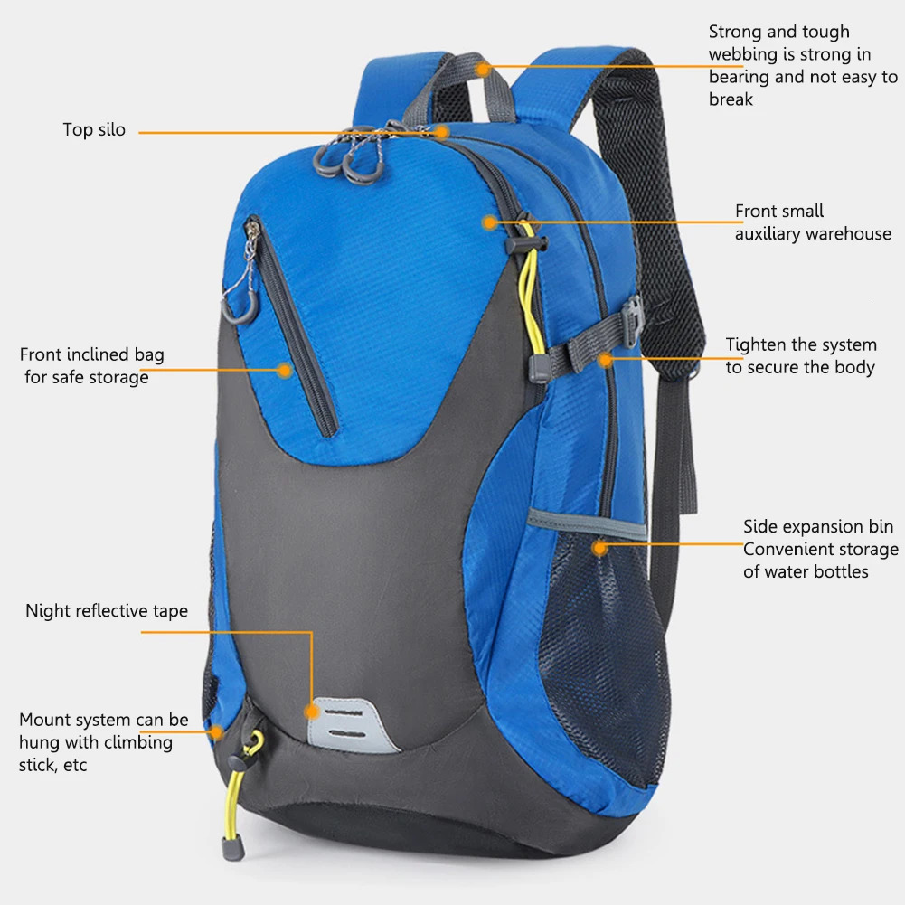 Ship from US 40L Large Travel Backpack Capacity Casual Men Women Outdoor Bag Waterproof Mountaineering Cycling Hiking Sports 250227FBB