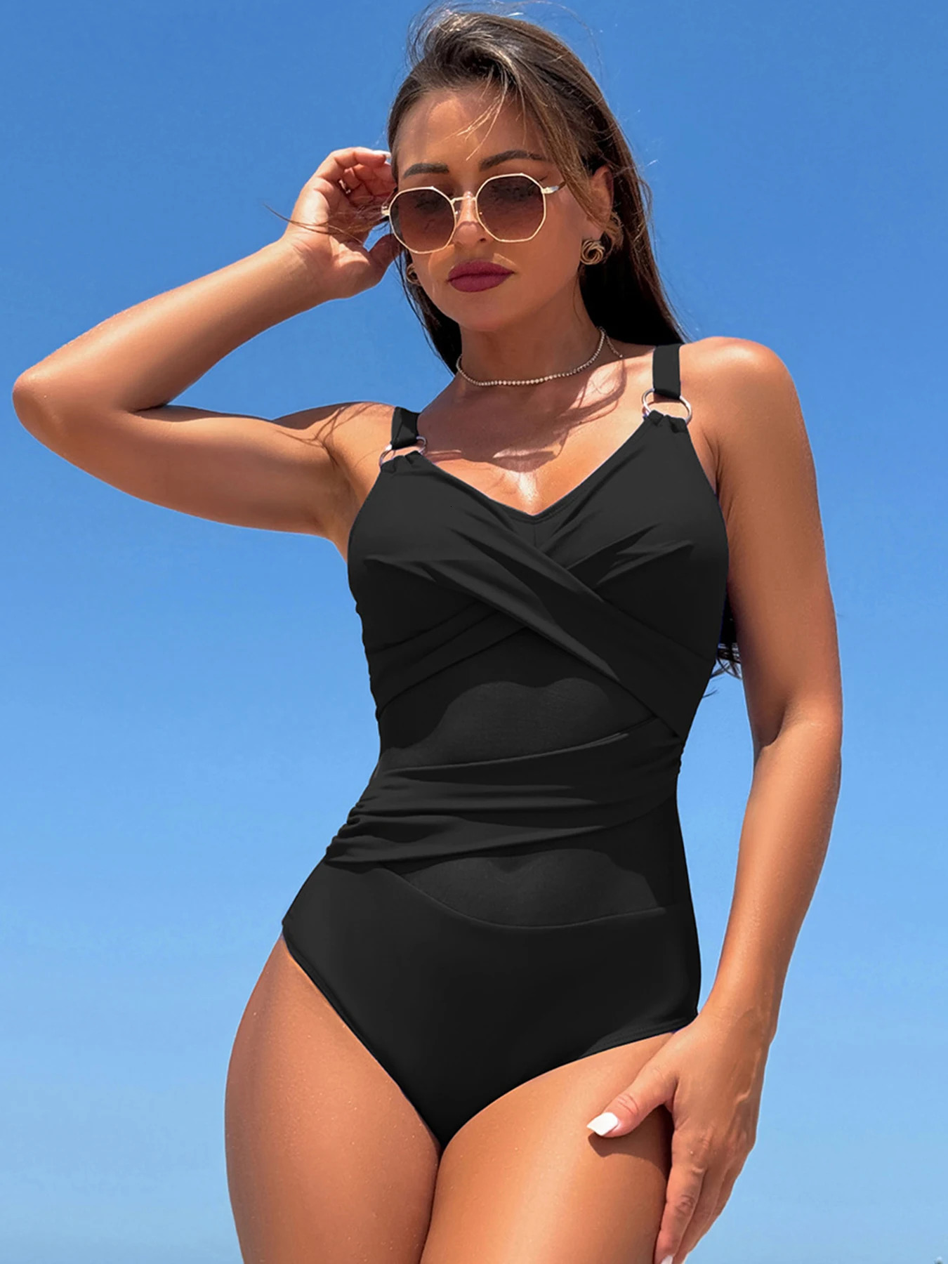 Sexy Mesh Plus Size Swimwear Women One Piece Swimsuit Female Patchwork Bathing Suit Beachwear Swimming Bathers XXL 250227