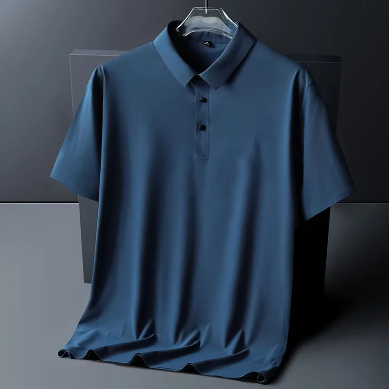 polo shirt men 6XL 7XL 8XL Summer High quality mens short-sleeved polo shirt Ice silk Mens business casual polo shirt 2212 250224