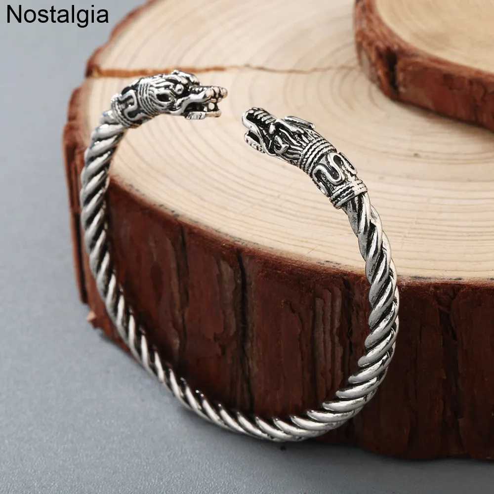 Retro Cuff Wolf Raven Dragon Snake Head Viking Bracelet Men Vikingos Jewelry Bracelet Viking Bangles Women Accories W250227