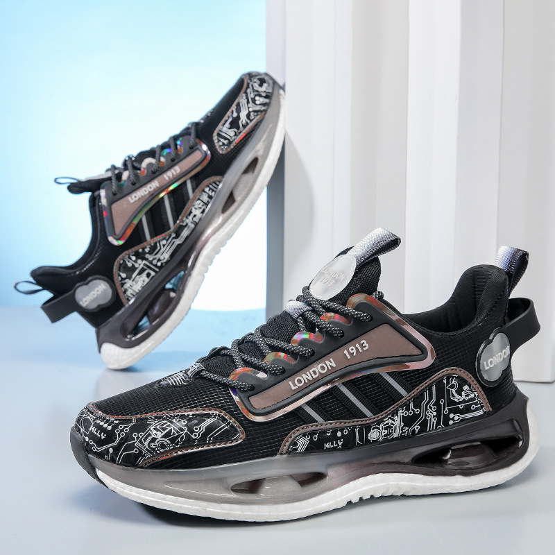 2025 new Summer mesh breathable and odorless high-end sports shoes for men, lightweight and shock-absorbing thick soled running shoes