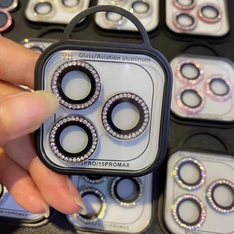 Luxury Rhinestone Bling Glitter Ring Diamond Eagle Eye Hawkeye Camera Lens Glass Protector For iPhone 16 15 14 13 12 11 Pro Max Mini With Small Retail