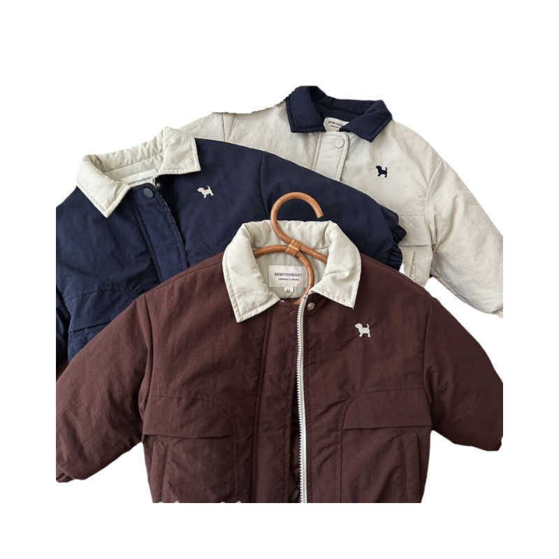 Jackets Childrens cotton clothing 2025 autumn and winter collection trendy brand outerwear for boys and girls cartoon puppy baseball jacket for boys a