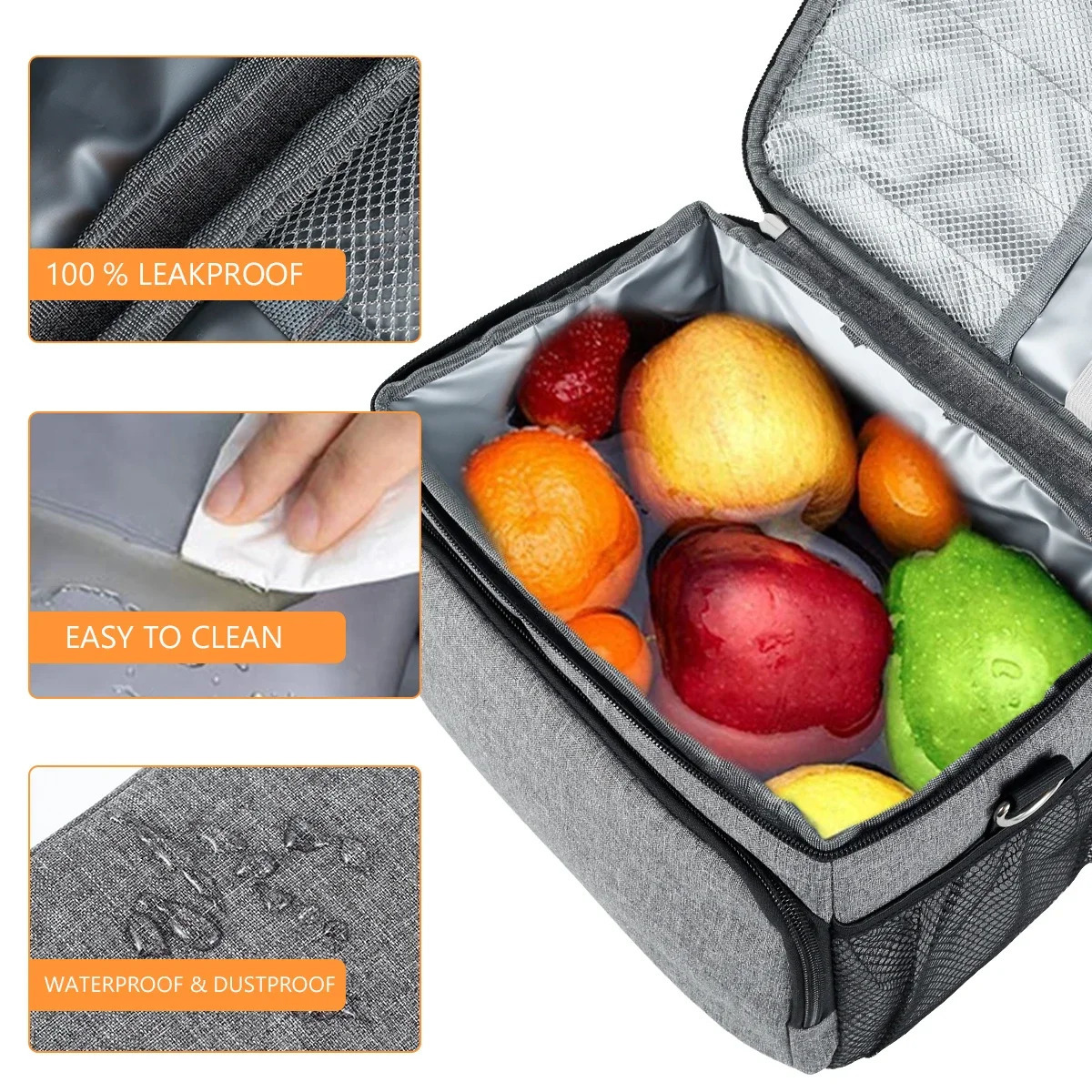 Ship from US Insulated Lunch Bag Large Capacity Cooler Pack Student Handbag Leakproof Thermal Organizer Bags 250227FBB