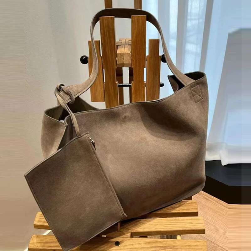 Faux Suede Large Capacity Tote Bags For Women Designer Handbags And Purses 2024 New In Vintage Simple Commuting Shoulder