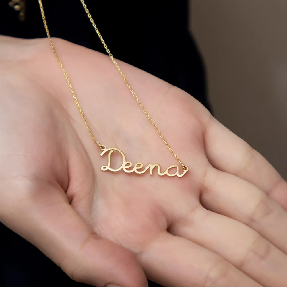 Custom Name Necklace Personalized Fashion Stainless Steel Metal Simple Style Womens Jewelry Couple Birthday Gift 250117