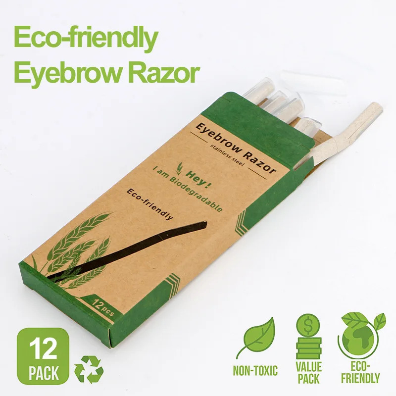 12 Pcs/Box Wheat Straw Face Eyebrow Razor for Women Dermaplane RazorBiodegradable Dermaplaning Tool with Precision Cover 250224