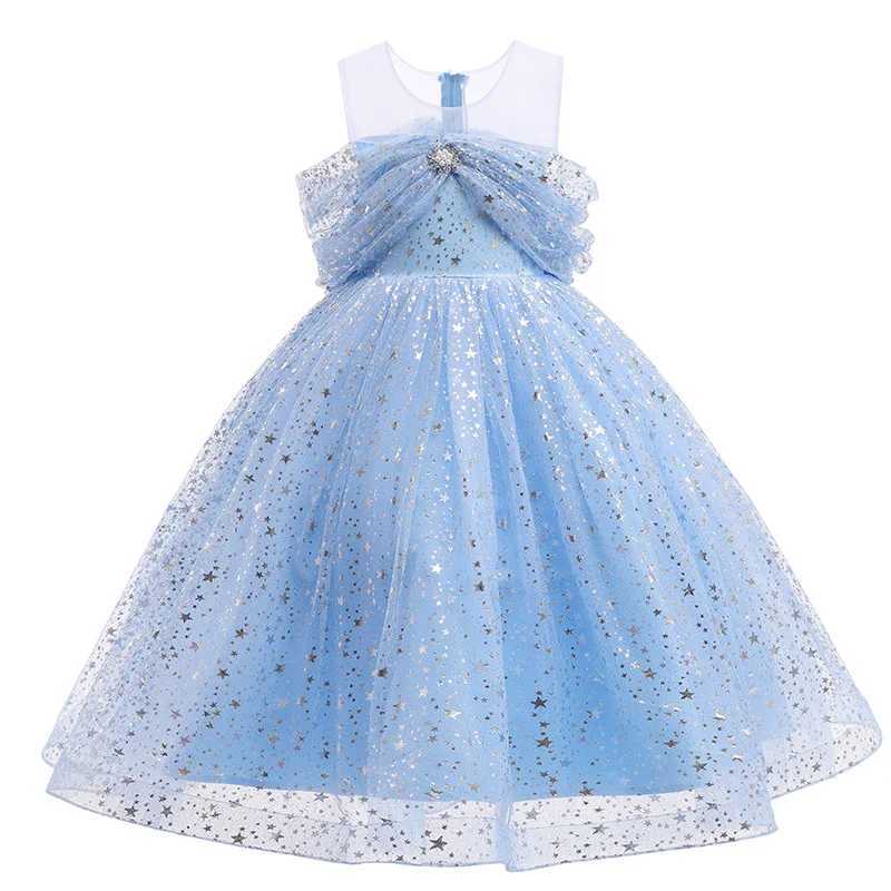 Girl's Dresses New Girls Dress Summer Childrens Mesh Lace Floor Style Runway Show Host Dress Performance Puffy Birthday Dress Y250227H3K0