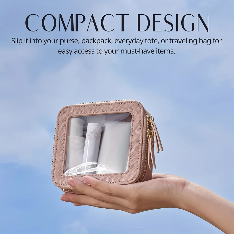 Ship from US Small Makeup Bag For Purse Mini Cosmetic Clear Square Pouch School Cute Leather Make Up Case Travel Organizer Backpa 250227FBB