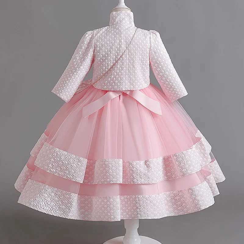 Girl's Dresses Jacquard Gown Long Sleeve Three-piece Suit Childrens Party Dress Princess Dress Performance Costume Wholesale Y250227Z042