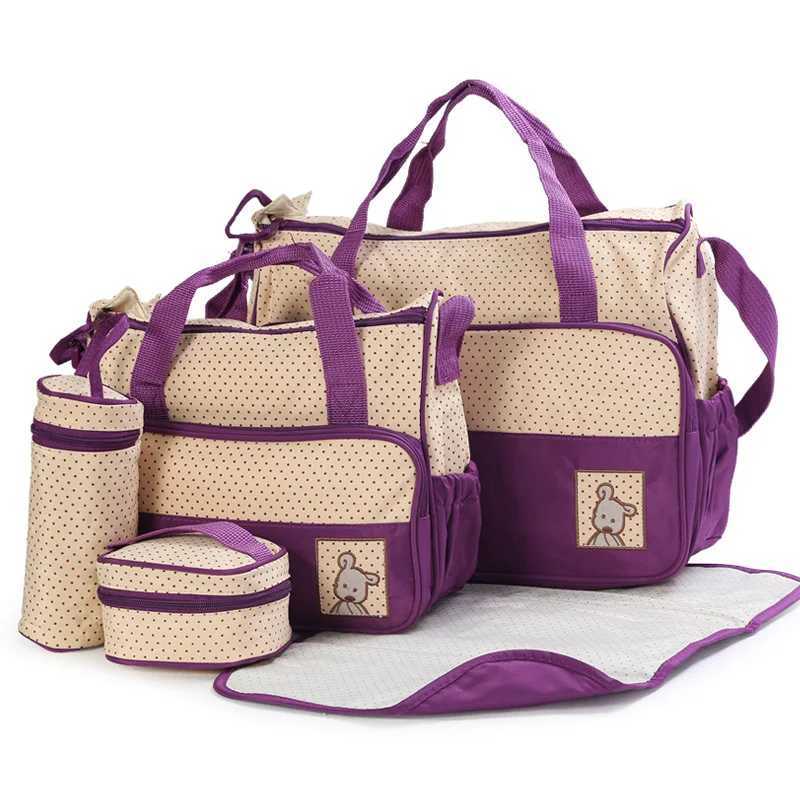 Diaper Bags 5pcs/set Multi-functionalBaby Diaper Bag Suits For Mom Baby Bottle Holder Mother Mummy Stroller Maternity Nappy Bags Sets Y2502278VDU