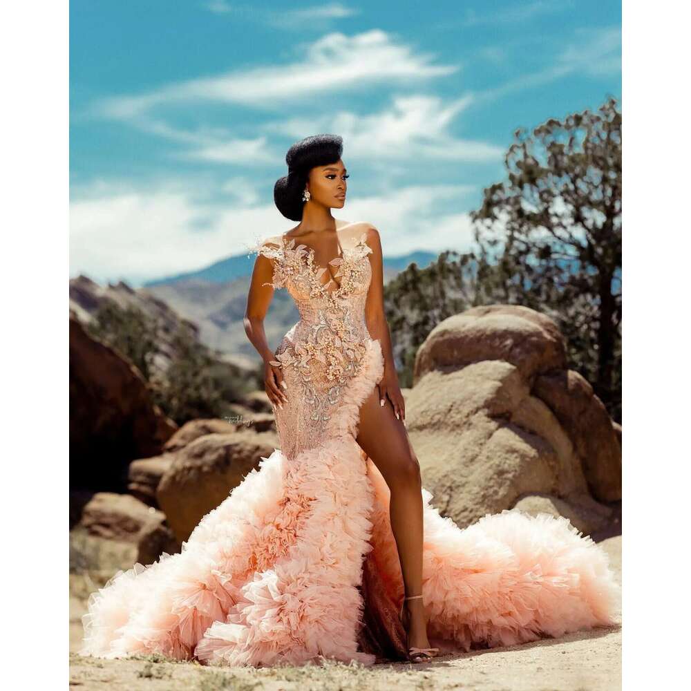 Mermaid Dresses with Lace and Tulle Beads, Side Split in Layers, Bridal Dress, 3D Appliques, Sweetheart, Fashion