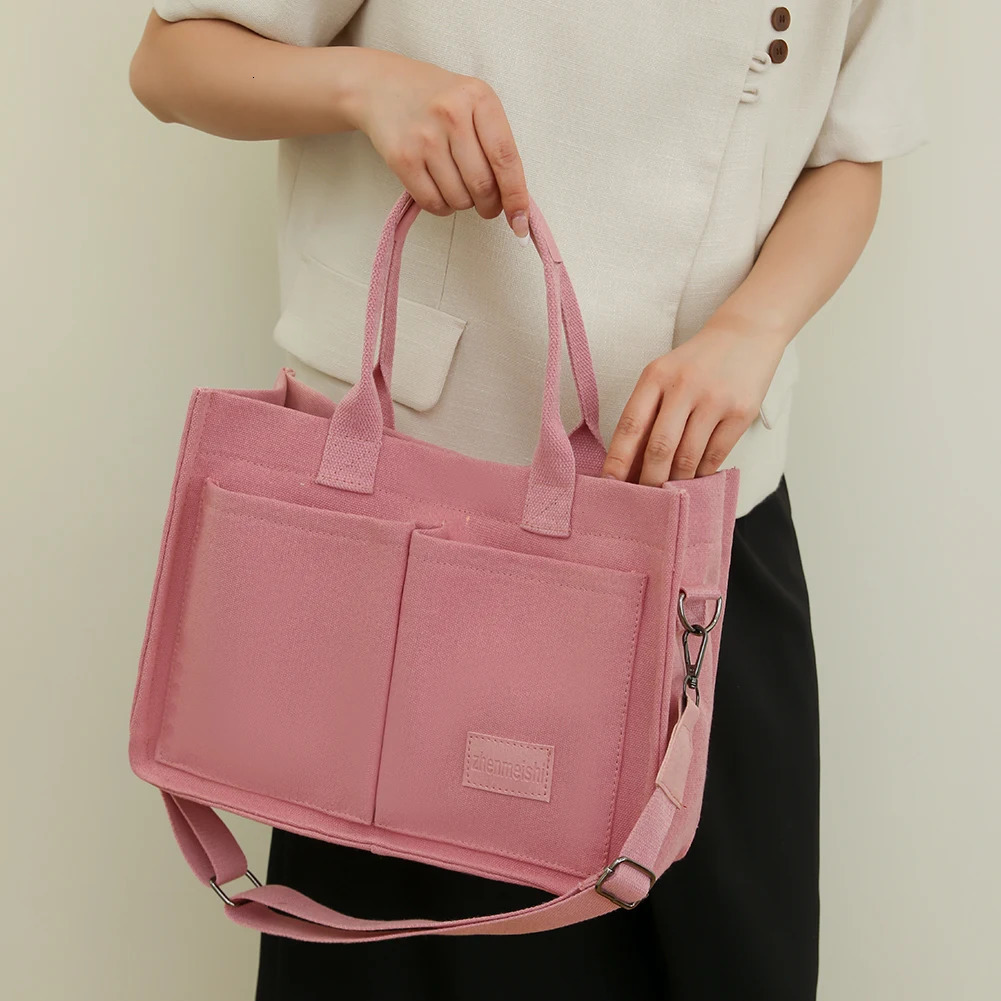 Ship from US Large Capacity Canvas Tote Bags for Women Work Commuting Carrying Bag College Style Student Outfit Book Shoulder Shopper 250227FBB