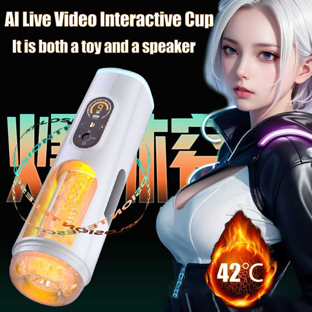 AI Bluetooth Automatic Oral Vagina Male Masturbator Blowjob Pussy Sex Machine Voice Control Masturbation Cup Sex Toys for MenXJ250227
